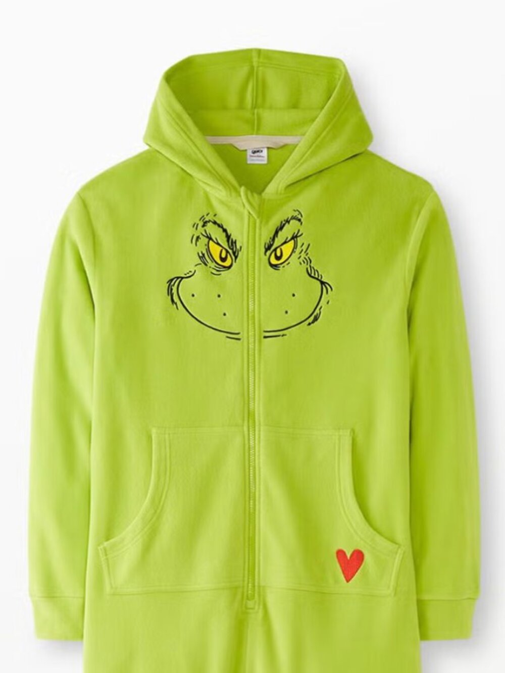 Hanna Andersson Adult Dr. Seuss Grinch Costume Fleece Jumpsuit Pajamas
